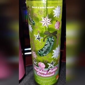 Bath & Body Works Green Body Mist with Pink and White Ornaments